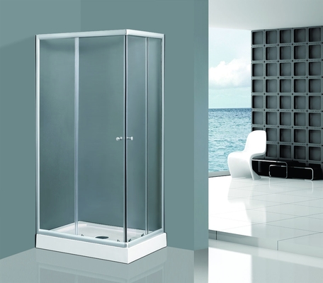 Sliding Clear Glass Shower Enclosures in Chrome Aluminum Rectangle Tempered